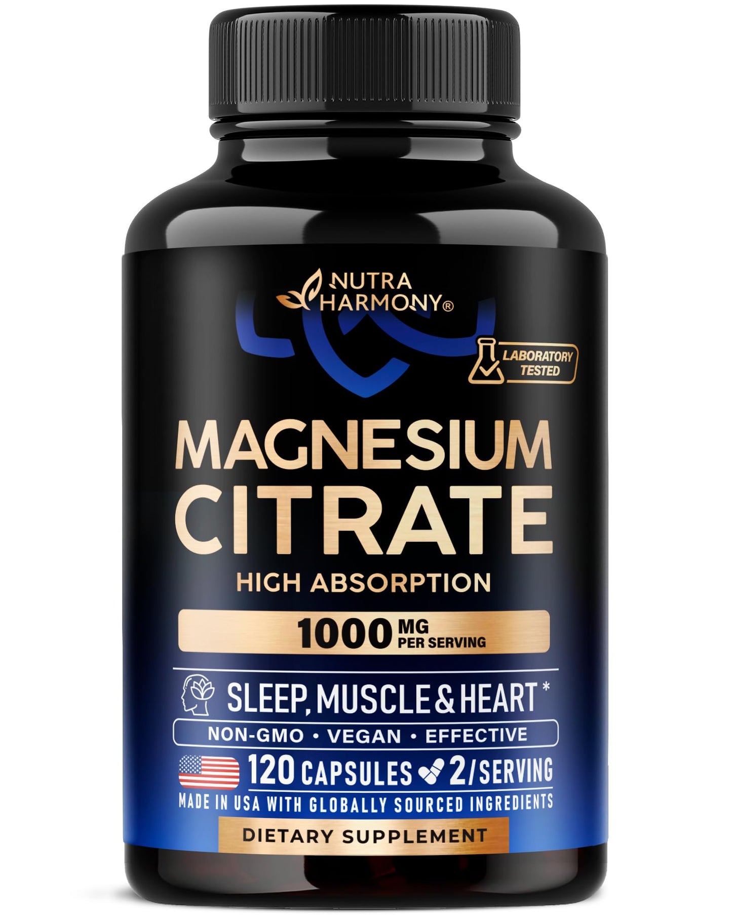 Magnesium Citrate Capsules 1000mg | High Absorption Supplement - Sleep, Muscle & Heart Support - Vegan | Non-GMO - Made in USA - As Powder - PrimeBioHealth - canada supplements