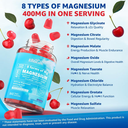 Magnesium Complex Gummies 400mg | as 8 Forms of Magnesium Glycinate, Malate, Citrate, Taurate, Oxide & More | w/Ashwagandha Extract, D3 & B12 Supports for Calm, Zzz - PrimeBioHealth - canada supplements