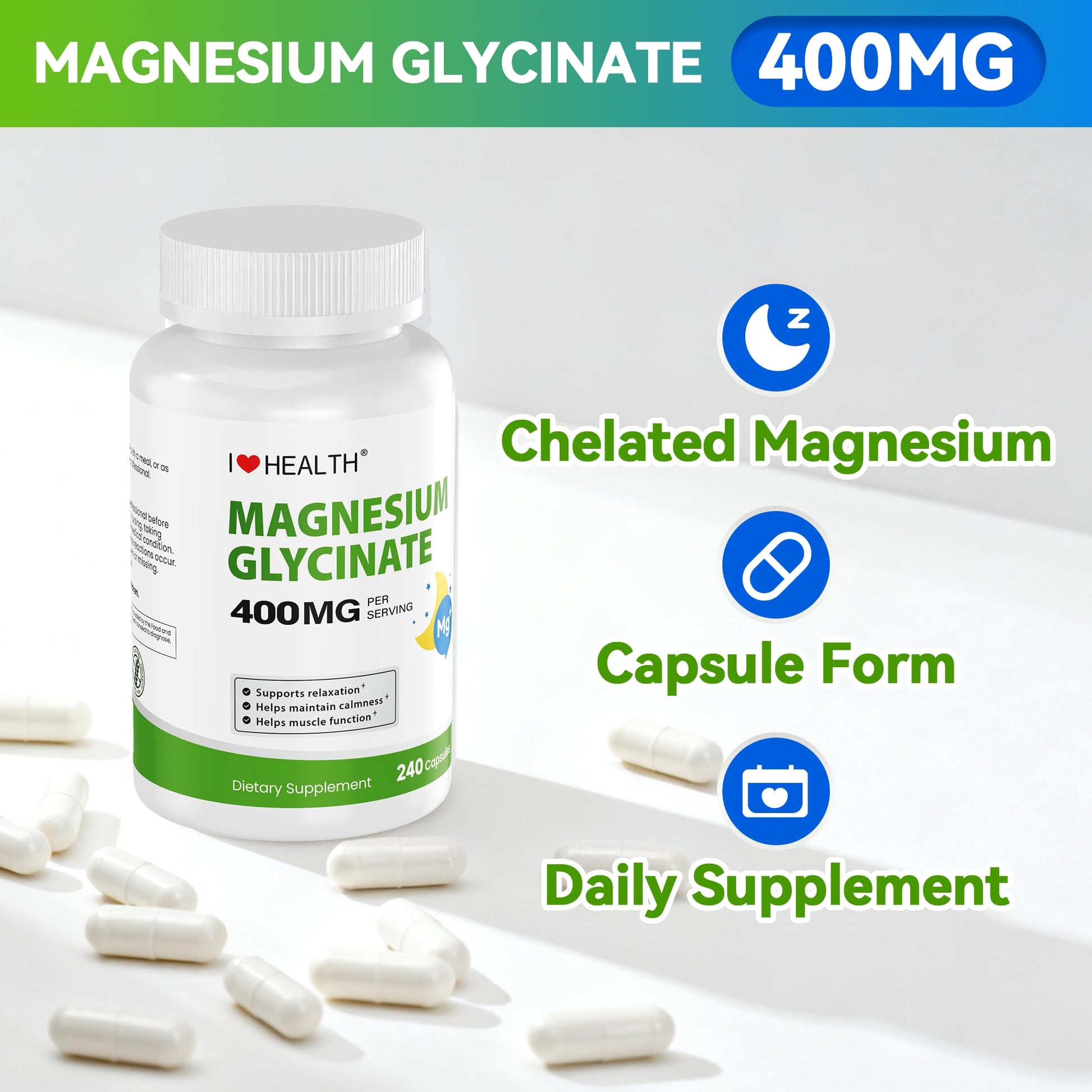 Magnesium Glycinate 400mg per Capsule – 240 Capsules – High Absorption Magnesium Supplement for Relaxation, Calmness & Muscle Support – Gentle on Stomach - PrimeBioHealth - canada supplements