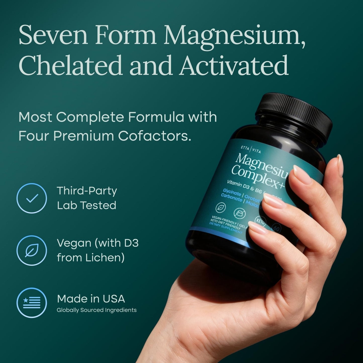 Magnesium Glycinate Complex (7-in-1) 500mg with D3 & B6 P5P - Multi-Form Blend with Glycinate, Citrate, Malate, Taurate, Gluconate, Carbonate, & Orotate - PrimeBioHealth - canada supplements