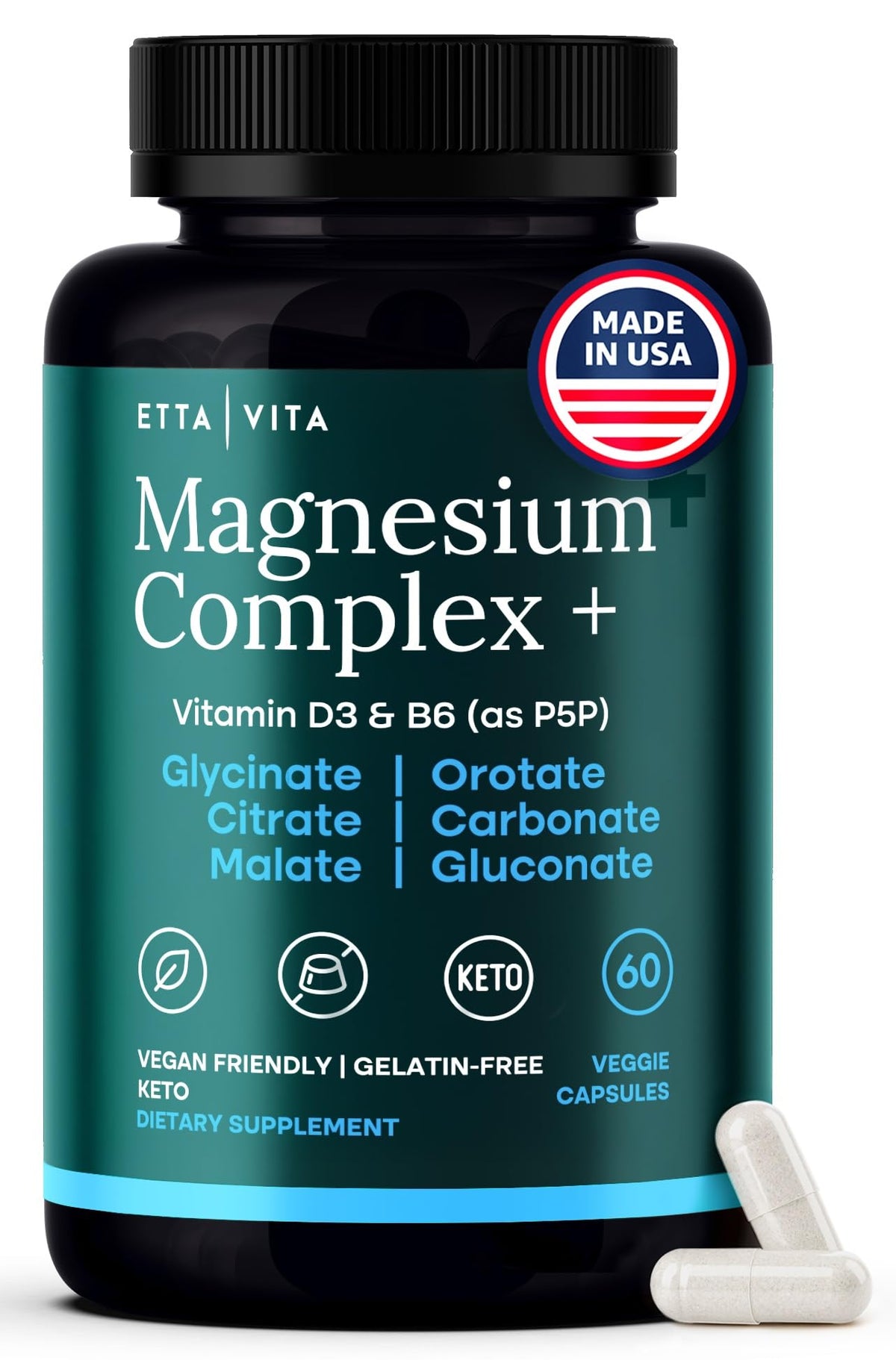 Magnesium Glycinate Complex (7-in-1) 500mg with D3 & B6 P5P - Multi-Form Blend with Glycinate, Citrate, Malate, Taurate, Gluconate, Carbonate, & Orotate - PrimeBioHealth - canada supplements