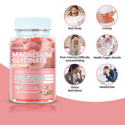 Magnesium Glycinate Gummies 1000mg, Sugar Free Magnesium Potassium Supplements Chewable for Adults with L-Threonate for Sleep - PrimeBioHealth - canada supplements