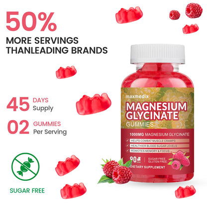 Magnesium Glycinate Gummies 1000mg, Sugar Free Magnesium Potassium Supplements Chewable for Adults with L-Threonate for Sleep - PrimeBioHealth - canada supplements