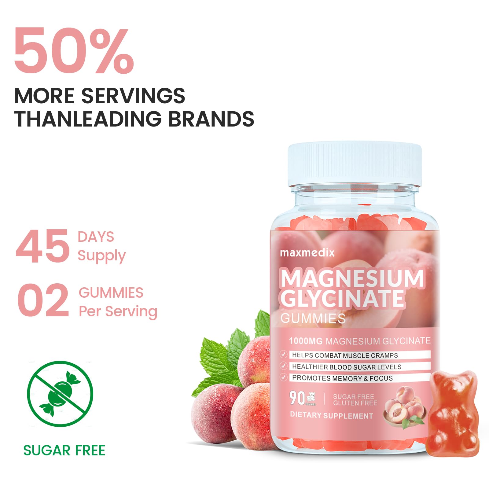 Magnesium Glycinate Gummies 1000mg, Sugar Free Magnesium Potassium Supplements Chewable for Adults with L-Threonate for Sleep - PrimeBioHealth - canada supplements