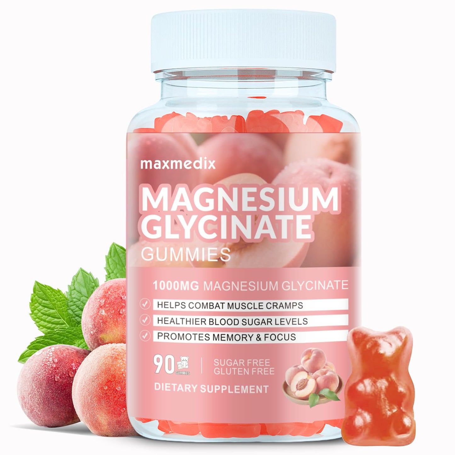 Magnesium Glycinate Gummies 1000mg, Sugar Free Magnesium Potassium Supplements Chewable for Adults with L-Threonate for Sleep - PrimeBioHealth - canada supplements