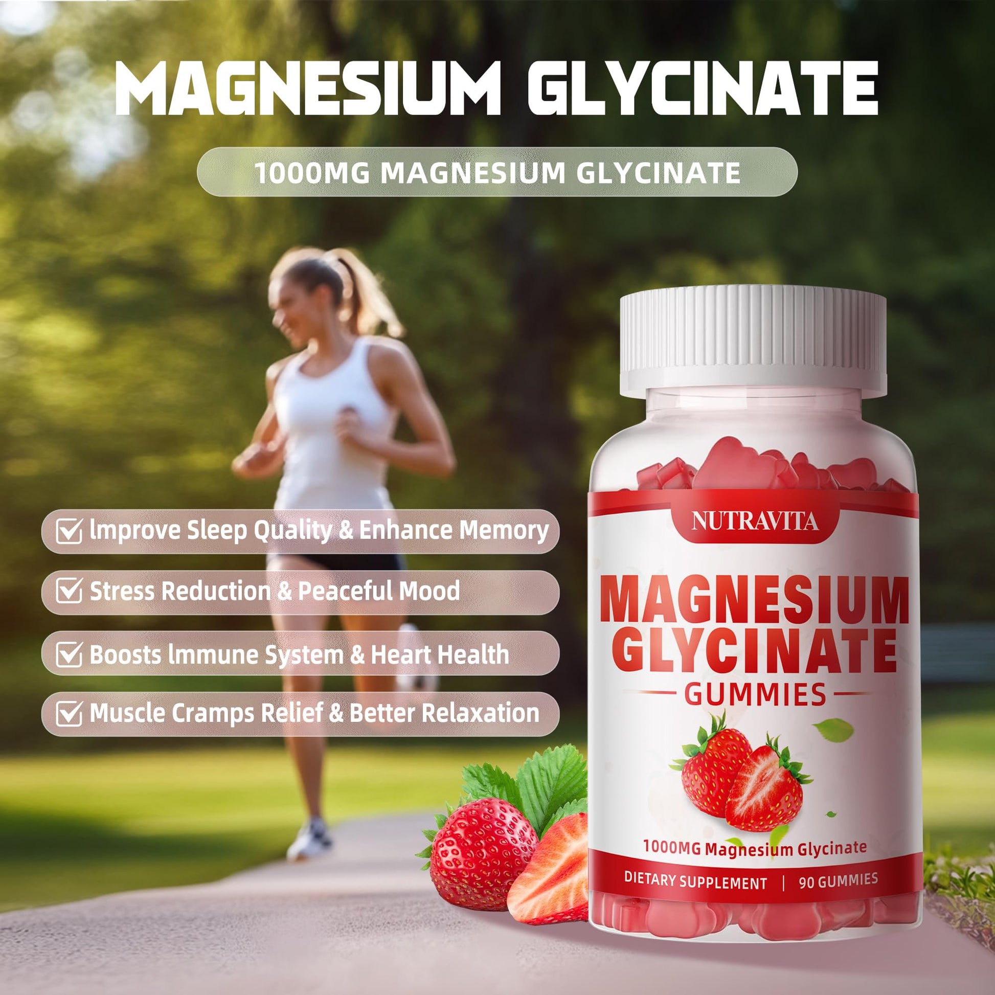 Magnesium Glycinate Gummies 1000mg with Magnesium L-Threonate,Chelated Magnesium Potassium Complex Supplement with VitD, B6, CoQ10, Calcium,Supports for Memory - PrimeBioHealth - canada supplements