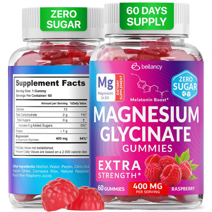 Magnesium Glycinate Gummies 400mg, Muscle Support and Relaxation, Magnesium Supplement for Women, Men and Kids, High Absorption, Sugar Free, - PrimeBioHealth - canada supplements