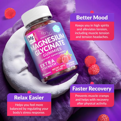 Magnesium Glycinate Gummies 400mg, Muscle Support and Relaxation, Magnesium Supplement for Women, Men and Kids, High Absorption, Sugar Free, - PrimeBioHealth - canada supplements