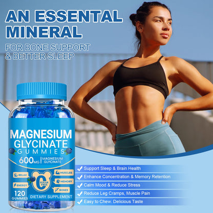 Magnesium Glycinate Gummies 600mg, Chewable Sugar Free Potassium Magnesium Gummies with Manganese Glycinate, Vitamin D, B6, and CoQ10 for Calm Suppor - PrimeBioHealth - canada supplements