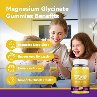 Magnesium Glycinate Gummies 600mg, Non-GMO, Gluten-Free, Magnesium Gummies for Adults & Kids, Sleep, Relaxation & Focus - PrimeBioHealth - canada supplements