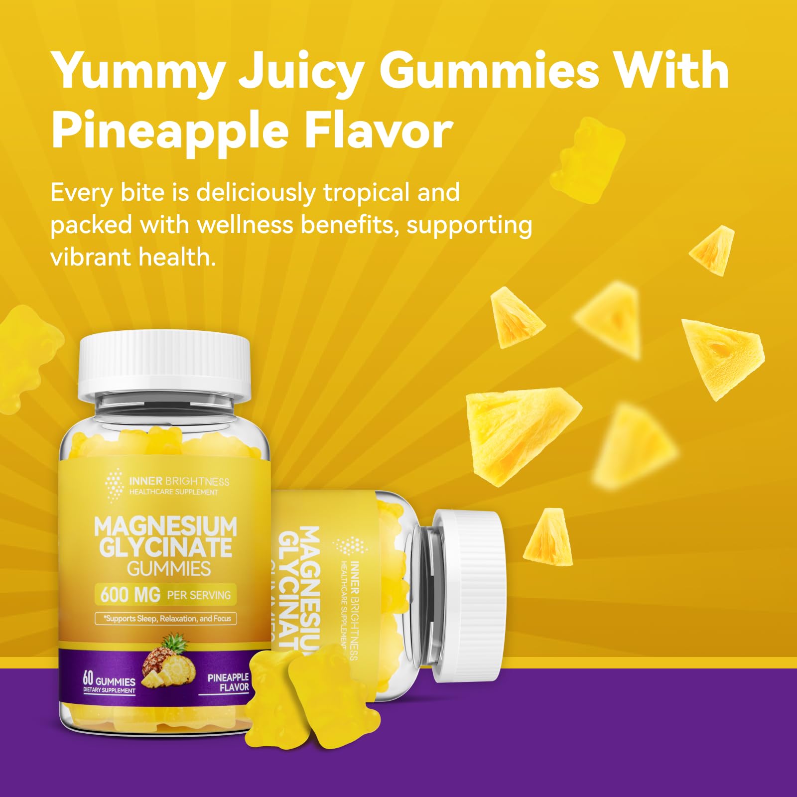 Magnesium Glycinate Gummies 600mg, Non-GMO, Gluten-Free, Magnesium Gummies for Adults & Kids, Sleep, Relaxation & Focus - PrimeBioHealth - canada supplements