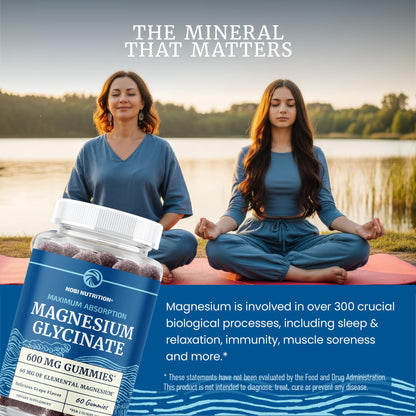 Magnesium Glycinate Gummies 600MG | Sleep, Calm & Relaxation Support | 60MG Elemental Mag Per Serving | Grape Flavor, Gluten-Free | High Absorption Magnesium Gummies for Women, Men & Family | 60 Ct - PrimeBioHealth - canada supplements