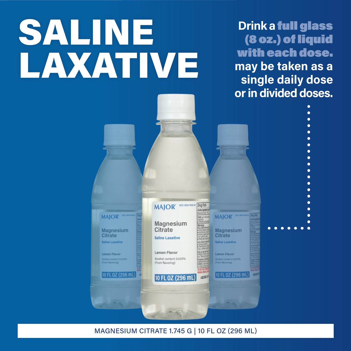 Major Magnesium Citrate Saline Laxative - Helps Relieve Occasional Constipation (Irregularity) - Lemon Flavor - 10 Fl. Oz. (1 Pack) - PrimeBioHealth - canada supplements