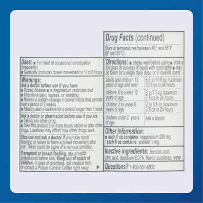 Major Magnesium Citrate Saline Laxative - Helps Relieve Occasional Constipation (Irregularity) - Lemon Flavor - 10 Fl. Oz. (1 Pack) - PrimeBioHealth - canada supplements