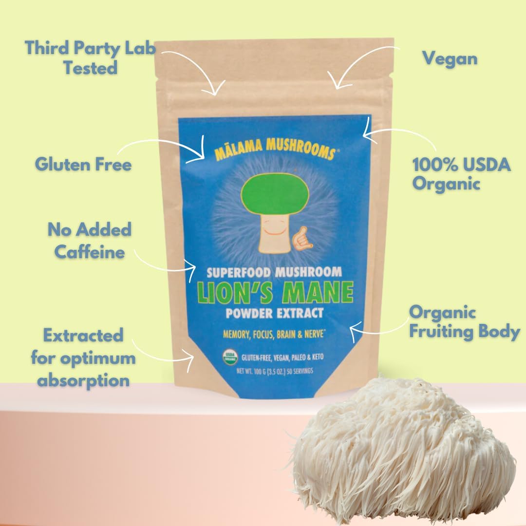 Malama All-Day Vitality Bundle – Lion’s Mane, Cordyceps & Reishi Mushroom Extract Powders – Organic Adaptogenic Superfood Trio for Focus, Energy & Relaxation – Vegan Supplements 3.5 oz (3-Pack) - PrimeBioHealth - canada supplements