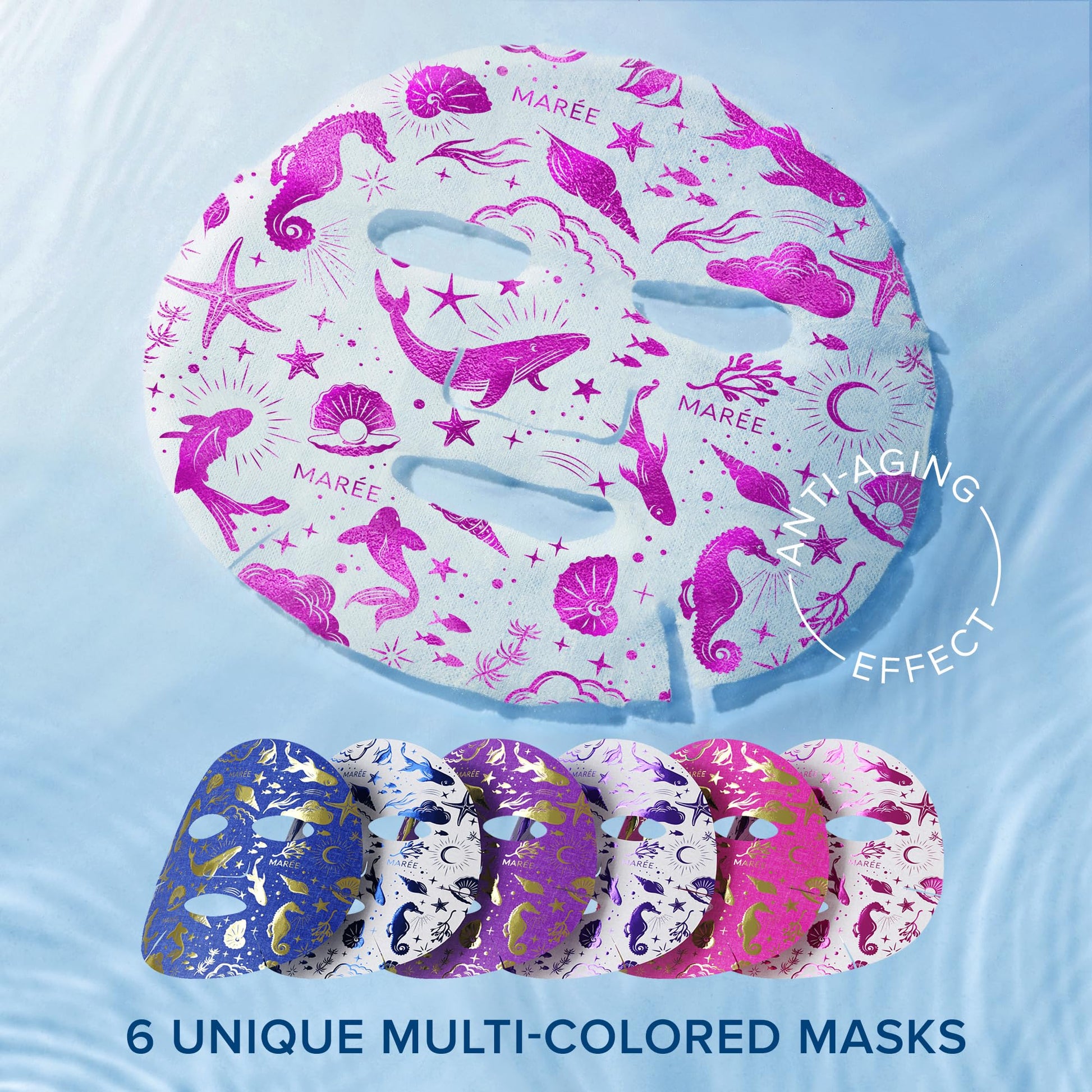 MAREE Collagen Facial Mask with Hyaluronic Acid — Sheet Face Mask Skincare — Centella Asiatica, Green & Red Algae Extract - PrimeBioHealth - canada supplements