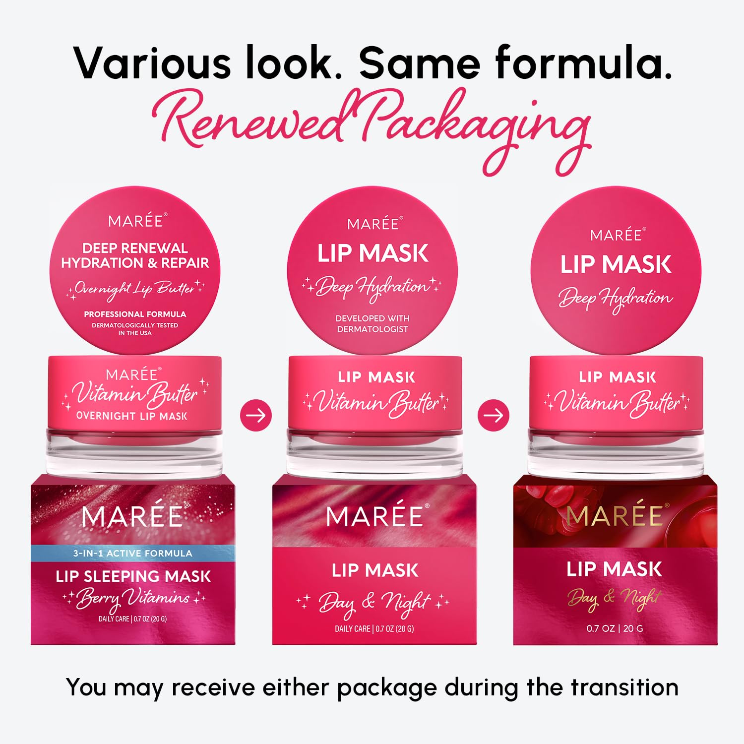 MAREE Lip Mask Overnight - Lip Moisturizer For Very Dry Lips - Hydrating Lip Butter Balm with Hyaluronic Acid & Collagen - PrimeBioHealth - canada supplements