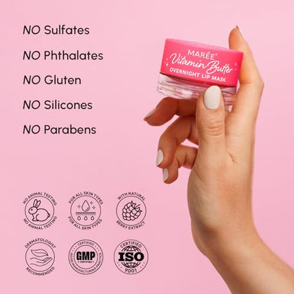 MAREE Lip Mask Overnight - Lip Moisturizer For Very Dry Lips - Hydrating Lip Butter Balm with Hyaluronic Acid & Collagen - PrimeBioHealth - canada supplements