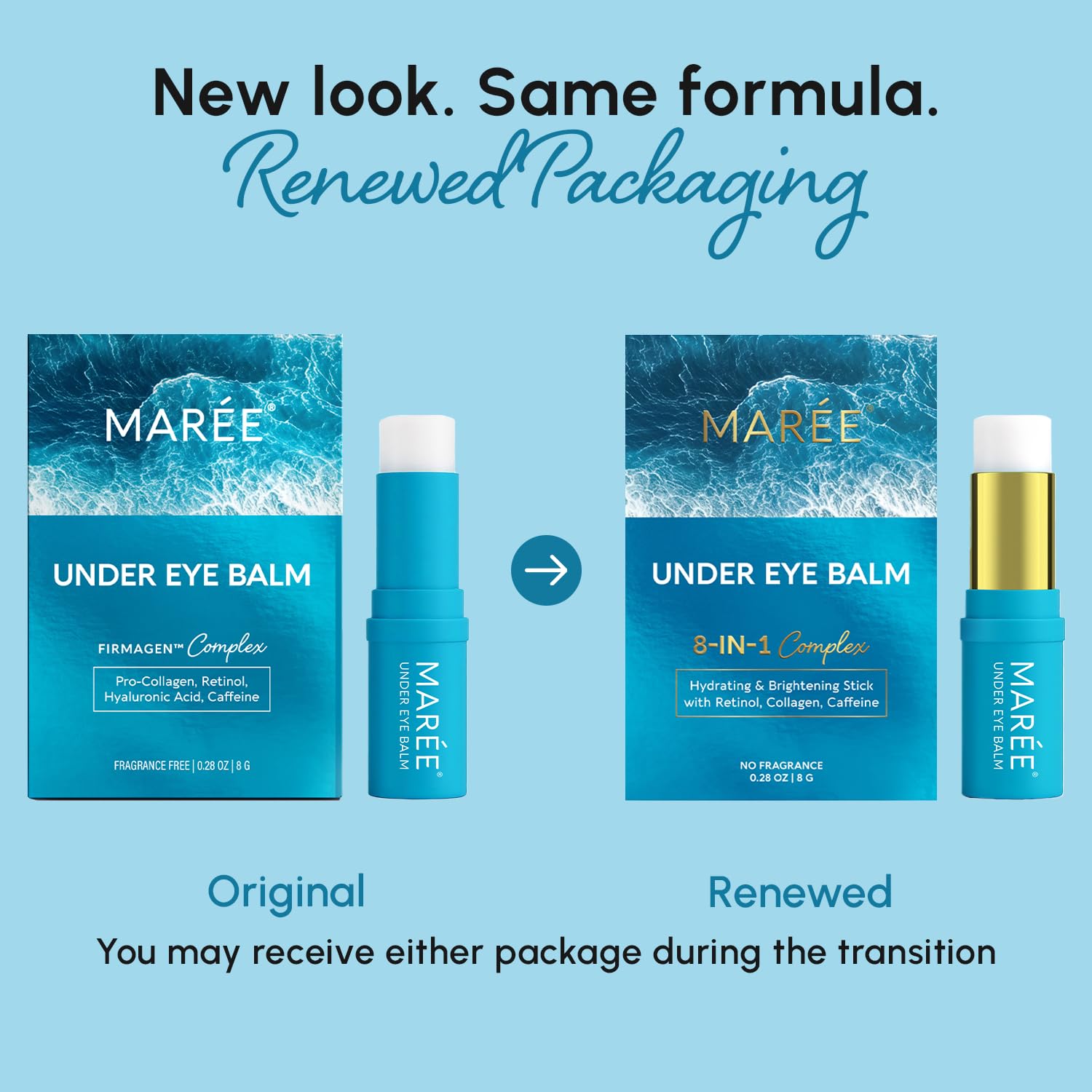 MAREE Under Eye Balm Stick Hydrating – Retinol Caffeine Under Eye Brightener Stick for Older Women – Collagen Undereye Cream - PrimeBioHealth - canada supplements