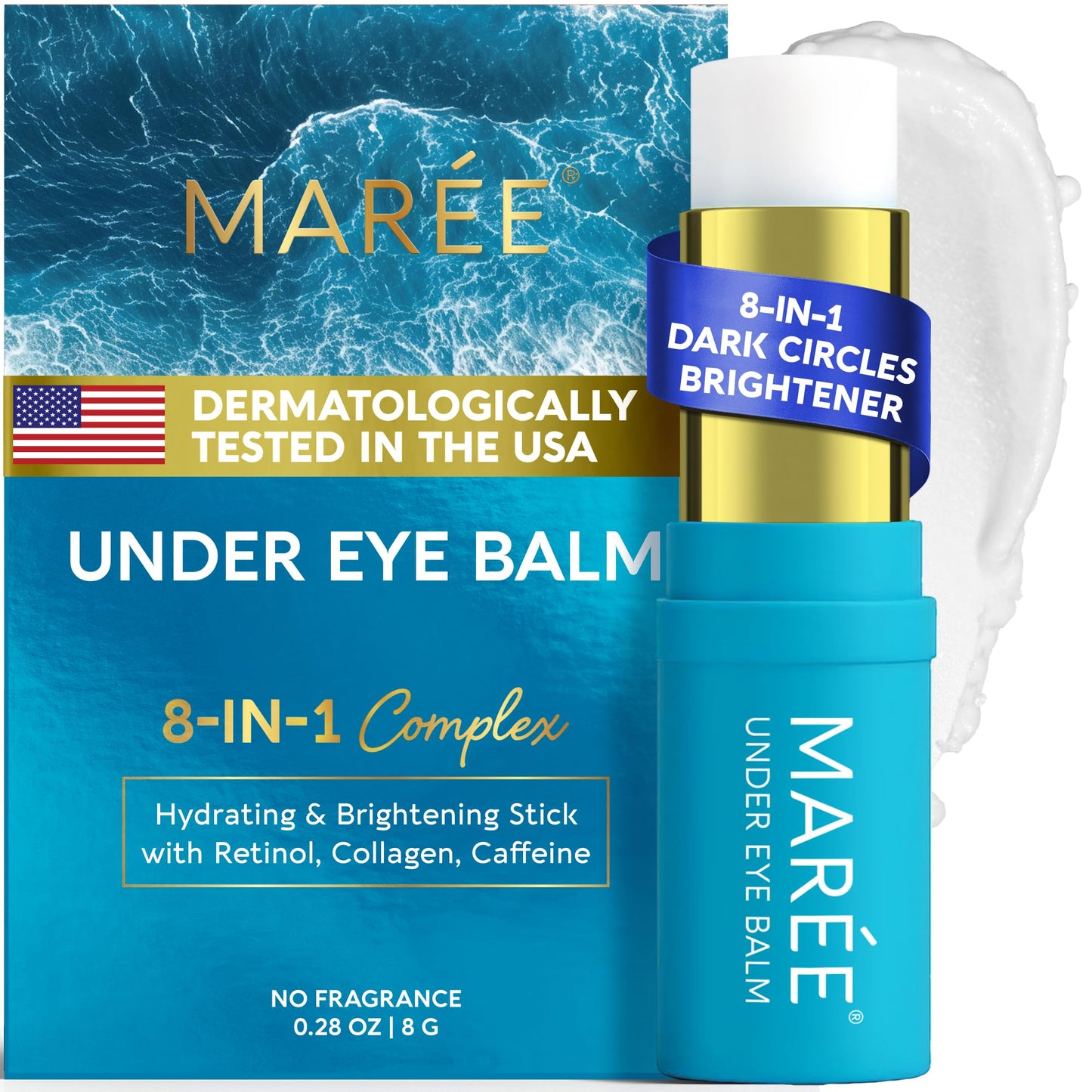 MAREE Under Eye Balm Stick Hydrating – Retinol Caffeine Under Eye Brightener Stick for Older Women – Collagen Undereye Cream - PrimeBioHealth - canada supplements