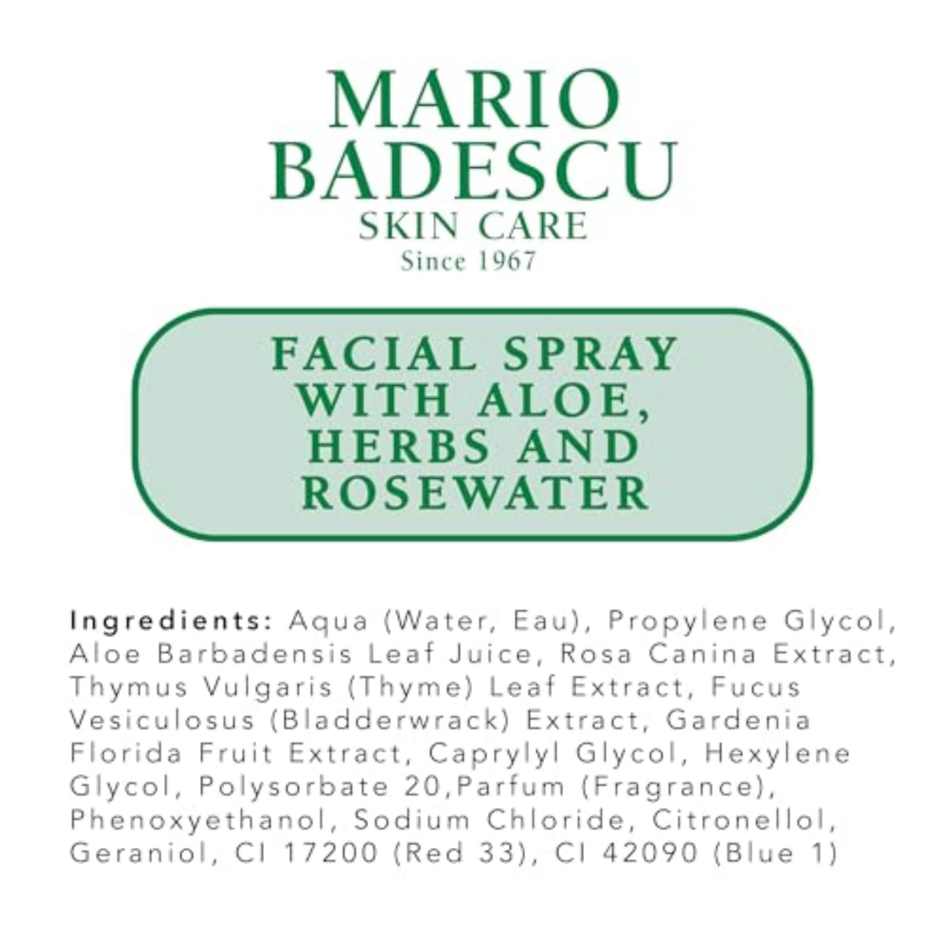 Mario Badescu Facial Spray with Aloe, Herbs and Rose Water for All Skin Types, Face Mist that Hydrates - PrimeBioHealth - canada supplements