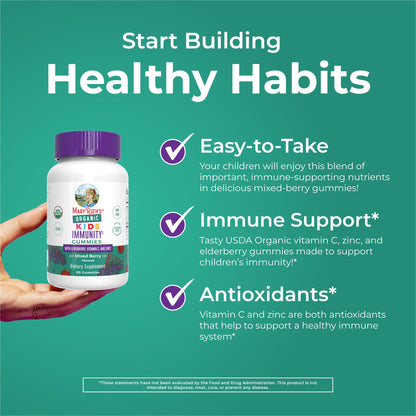 MaryRuth Organics Kids Immune Support Gummies | USDA Organic | Vitamin C, Zinc, and Elderberry Gummies for Kids| Immune Support for Ages 4+ | Vegan - PrimeBioHealth - canada supplements