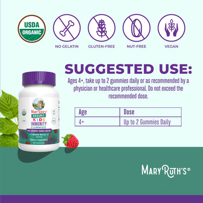 MaryRuth Organics Kids Immune Support Gummies | USDA Organic | Vitamin C, Zinc, and Elderberry Gummies for Kids| Immune Support for Ages 4+ | Vegan - PrimeBioHealth - canada supplements