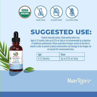 MaryRuth Organics USDA Organic Infant Liquid Probiotic Drops | Baby Essentials | Probiotics for Infants | Baby Probiotic Drops - PrimeBioHealth - canada supplements