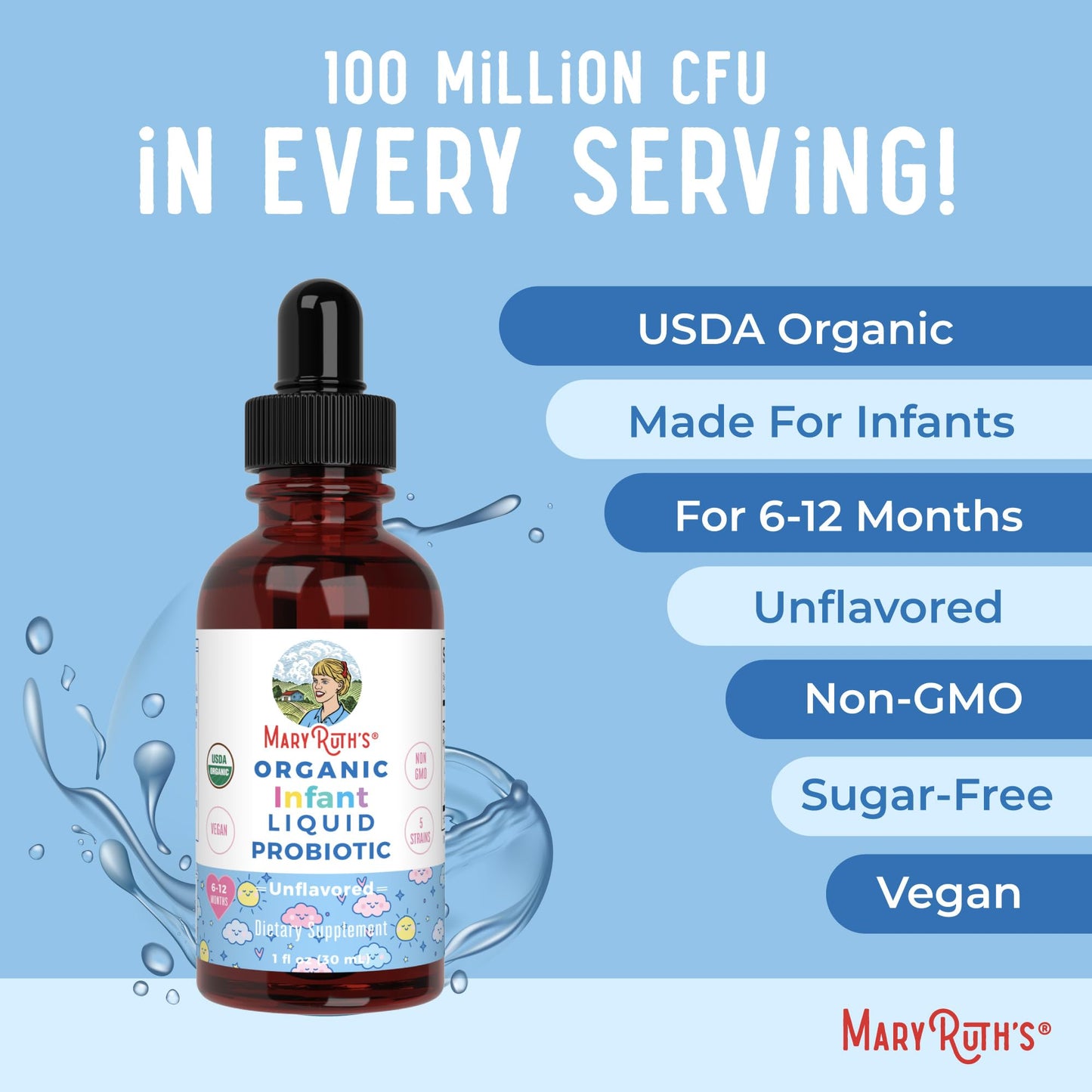 MaryRuth Organics USDA Organic Infant Liquid Probiotic Drops | Baby Essentials | Probiotics for Infants | Baby Probiotic Drops - PrimeBioHealth - canada supplements