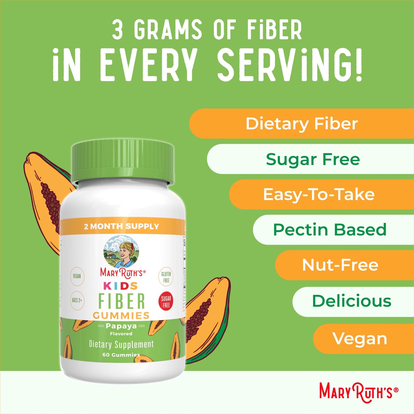 MARYRUTH'S Fiber Gummies for Kids | 2 Month Supply | Sugar Free | Soluble Fiber Supplement | Gut Health & Digestion Support - PrimeBioHealth - canada supplements