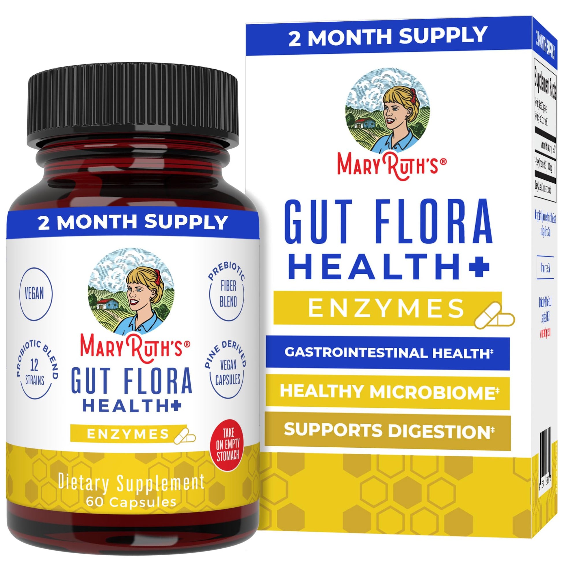 MaryRuth’s Gut Flora Health+ Enzymes | Prebiotic & Probiotic Digestive Enzymes for Healthy Gut Biome & Digestive Support | Gastrointestinal Health | CLP Certified - PrimeBioHealth - canada supplements