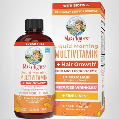 MARYRUTH'S Liquid Multivitamin+Hair Growth | Biotin 10000mcg | Lustriva Hair Growth Supplement | Clinically Tested in Women for Thicker Hair&Facial Wrinkle - PrimeBioHealth - canada supplements