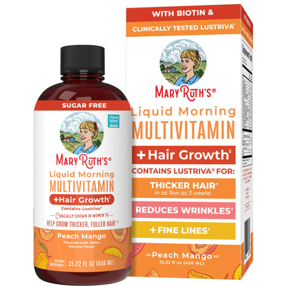 MARYRUTH'S Liquid Multivitamin+Hair Growth | Biotin 10000mcg | Lustriva Hair Growth Supplement | Clinically Tested in Women for Thicker Hair&Facial Wrinkle - PrimeBioHealth - canada supplements