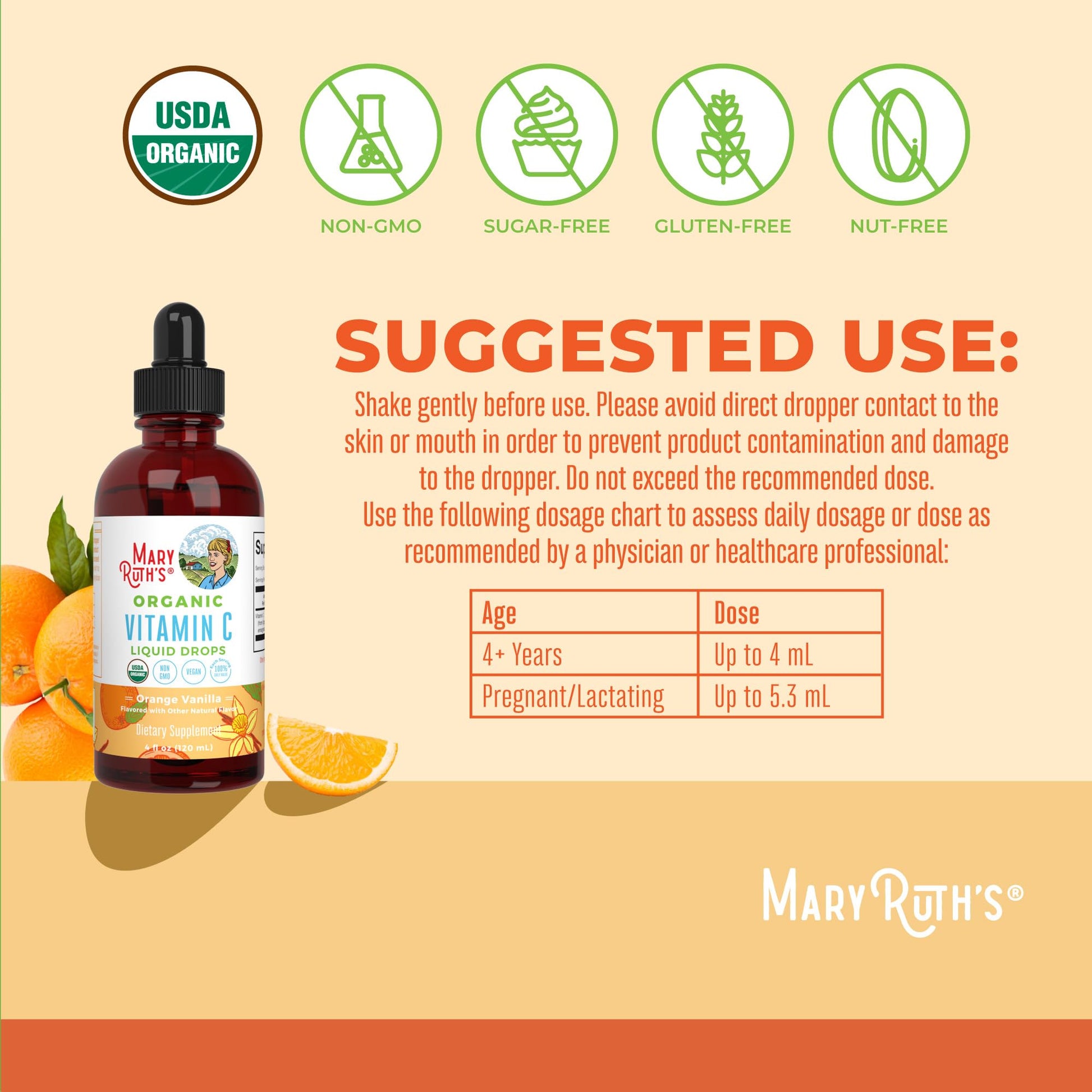 MARYRUTH'S Organic Vitamin C Supplement | Liquid Vitamin C Liquid Drops for Adults & Kids | Immune Support Supplement for Overall Health - PrimeBioHealth - canada supplements