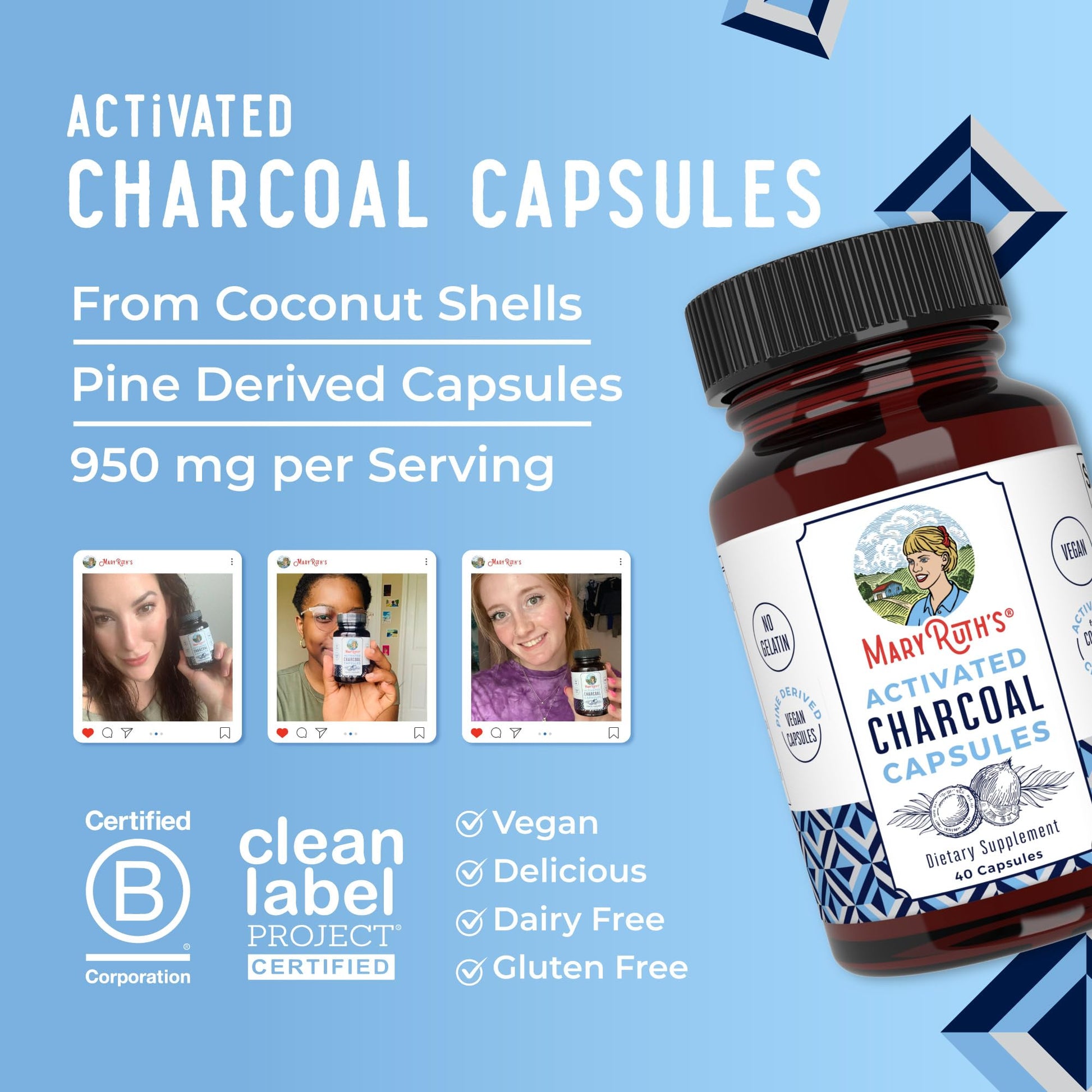 MARYRUTH'S Organics Activated Charcoal Capsules | Substance Adsorption | Derived from Coconut Shells | Vegan Capsules from Pine Trees - PrimeBioHealth - canada supplements