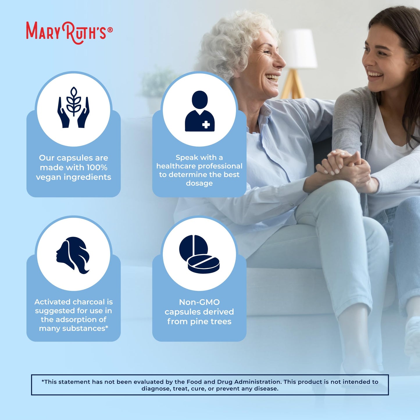 MARYRUTH'S Organics Activated Charcoal Capsules | Substance Adsorption | Derived from Coconut Shells | Vegan Capsules from Pine Trees - PrimeBioHealth - canada supplements