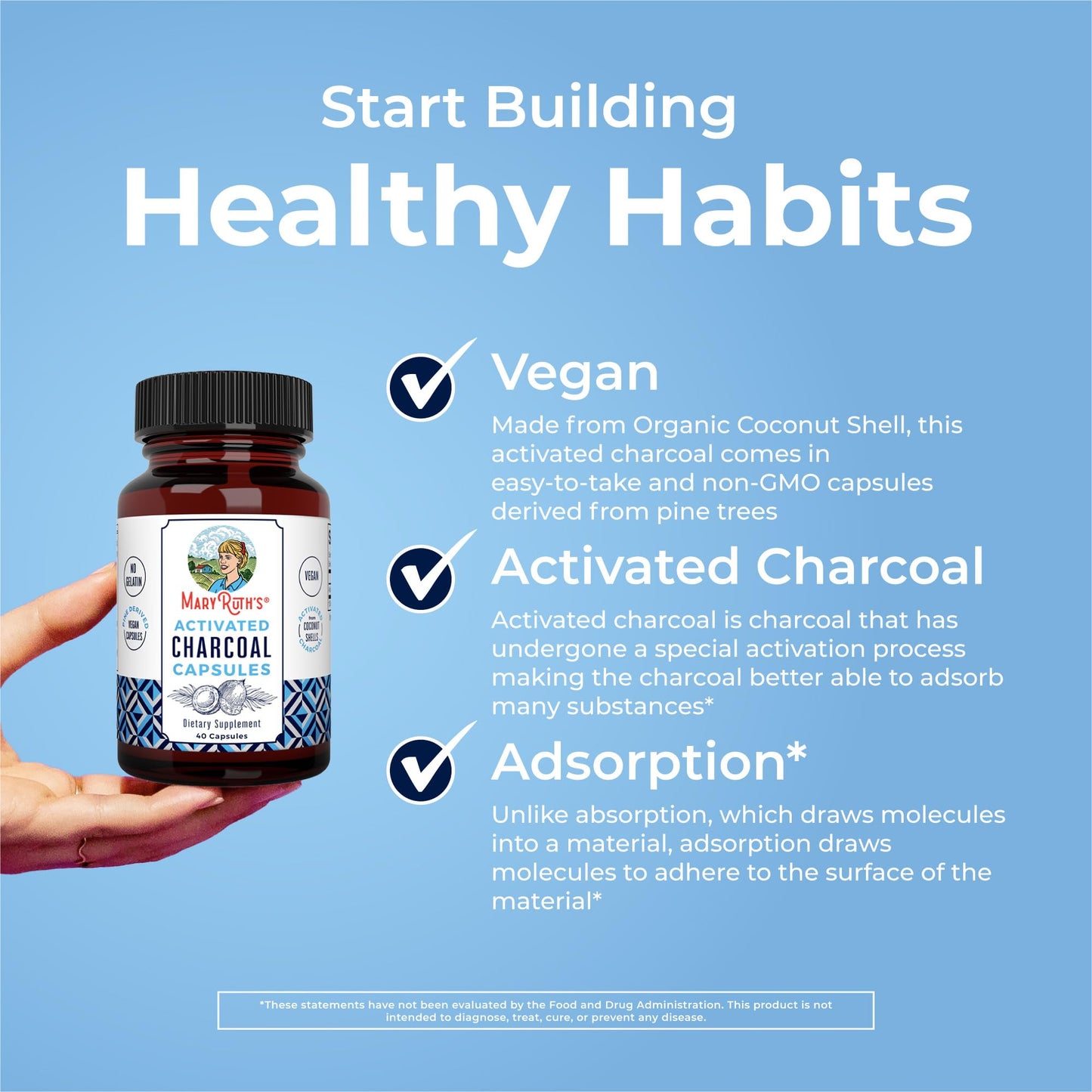 MARYRUTH'S Organics Activated Charcoal Capsules | Substance Adsorption | Derived from Coconut Shells | Vegan Capsules from Pine Trees - PrimeBioHealth - canada supplements
