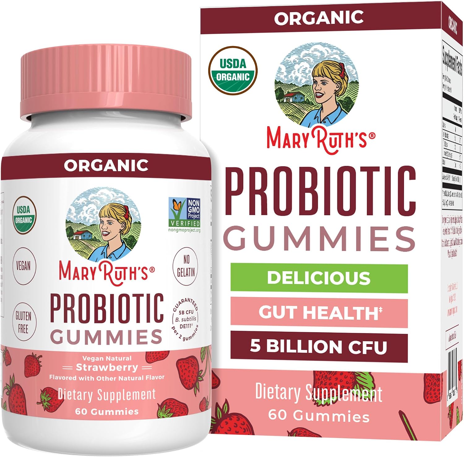 MARYRUTH'S USDA Organic Probiotic Gummies Probiotic Digestive Support | Immune Support | Digestive & Gut Health Supplement | 5 Billion CFU | Vegan | Non-GMO | Gluten Free | 60 Count - PrimeBioHealth - canada supplements