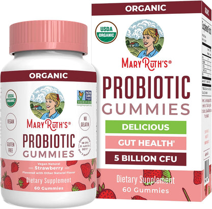 MARYRUTH'S USDA Organic Probiotic Gummies Probiotic Digestive Support | Immune Support | Digestive & Gut Health Supplement | 5 Billion CFU | Vegan | Non-GMO | Gluten Free | 60 Count - PrimeBioHealth - canada supplements