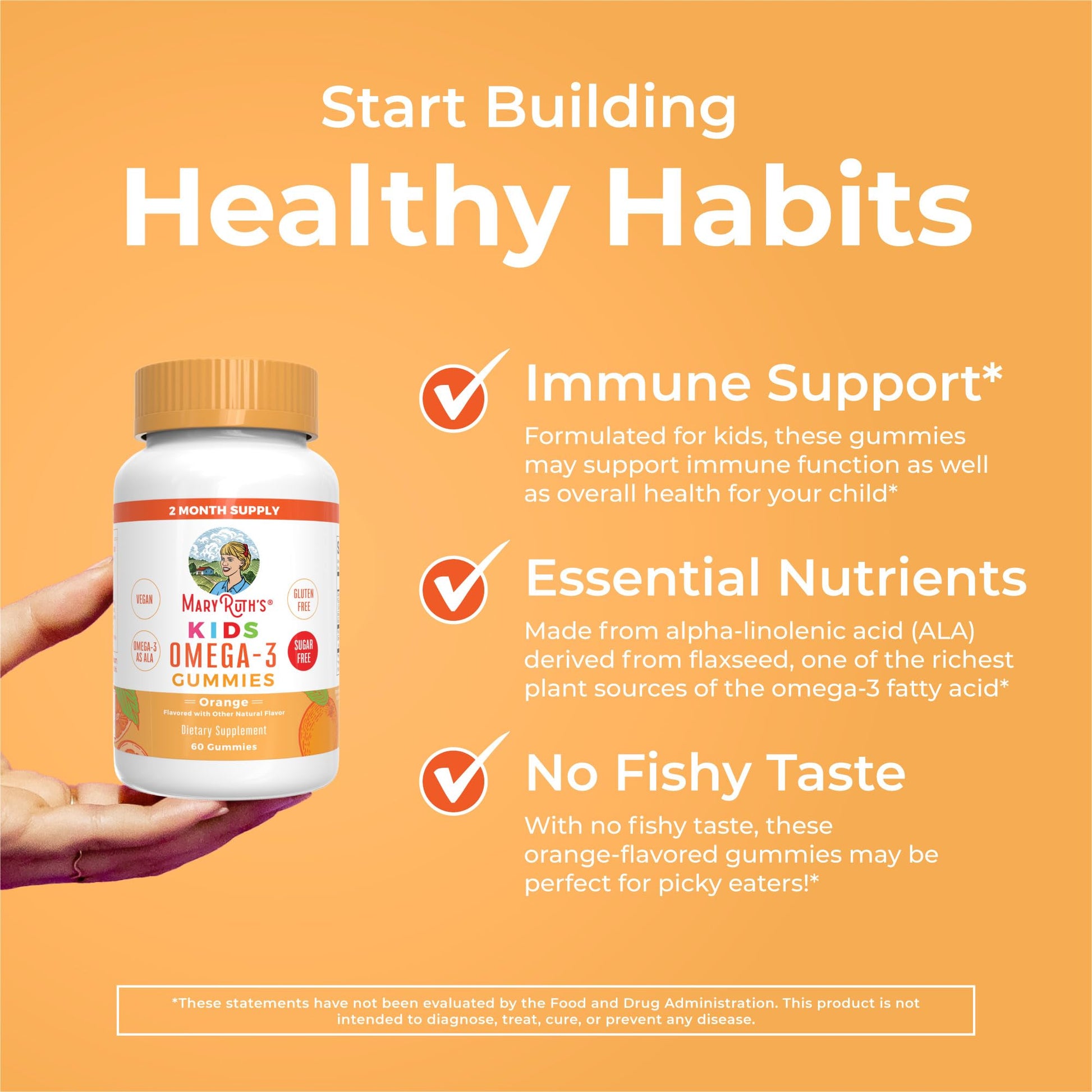 MARYRUTH'S Vegan Omega 3 Gummies for Kids 2+, 2 Month Supply, Sugar Free, Omega 3 Supplement with Vitamin C, Flaxseed Oil, Immune Support - PrimeBioHealth - canada supplements