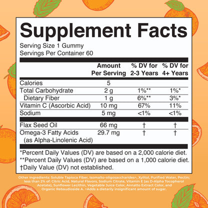 MARYRUTH'S Vegan Omega 3 Gummies for Kids 2+, 2 Month Supply, Sugar Free, Omega 3 Supplement with Vitamin C, Flaxseed Oil, Immune Support - PrimeBioHealth - canada supplements