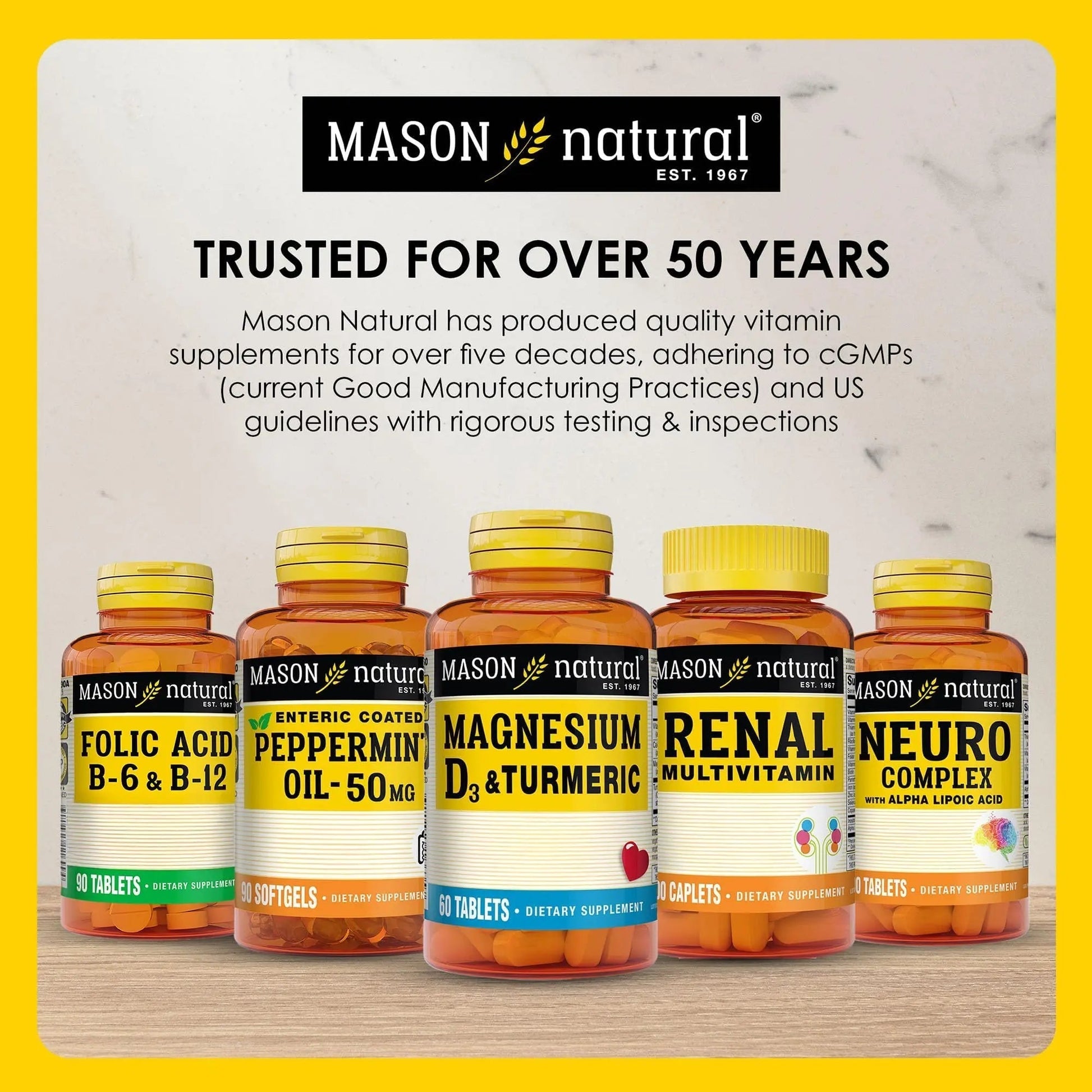 MASON NATURAL Mini Multi Vitamins, Vitamins A, C, D3, E, B1, B2, B3, B6, B12, Folate and Calcium for Overall Health, 1 Year Supply - PrimeBioHealth - canada supplements