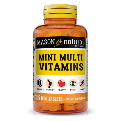 MASON NATURAL Mini Multi Vitamins, Vitamins A, C, D3, E, B1, B2, B3, B6, B12, Folate and Calcium for Overall Health, 1 Year Supply - PrimeBioHealth - canada supplements