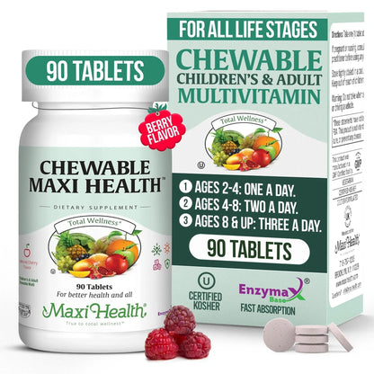 Maxi Health Chewable Multivitamin for Kids, Teens and Adults - Cherry Chewable Vitamins for Adults & Children - PrimeBioHealth - canada supplements