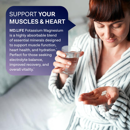 MD. Life Potassium Magnesium Supplement - 90 Capsules - Magnesium Potassium Supplement - High Absorption Complex - PrimeBioHealth - canada supplements