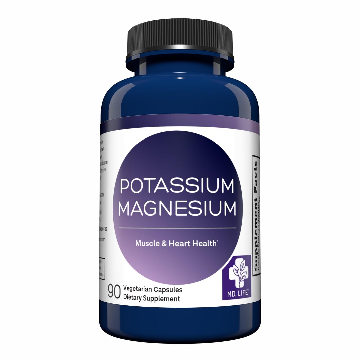 MD. Life Potassium Magnesium Supplement - 90 Capsules - Magnesium Potassium Supplement - High Absorption Complex - PrimeBioHealth - canada supplements