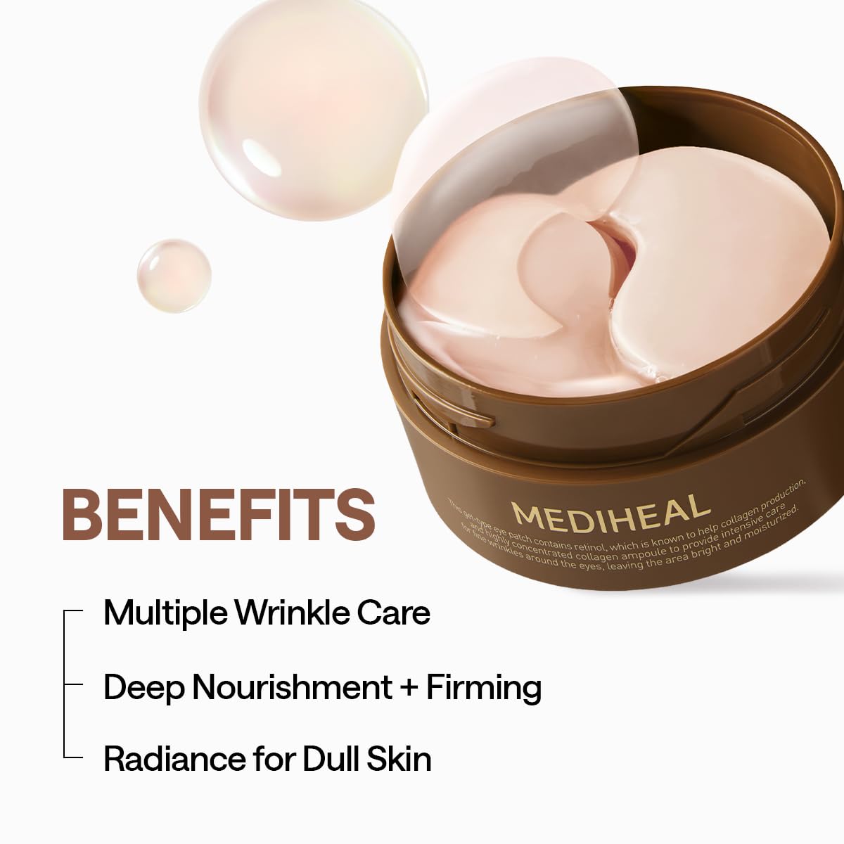 Mediheal Retinol Collagen Under Eye Patches - Korean Hydrogel Eye Pads (60 patches) with 95% Retinol & Collagen - PrimeBioHealth - canada supplements