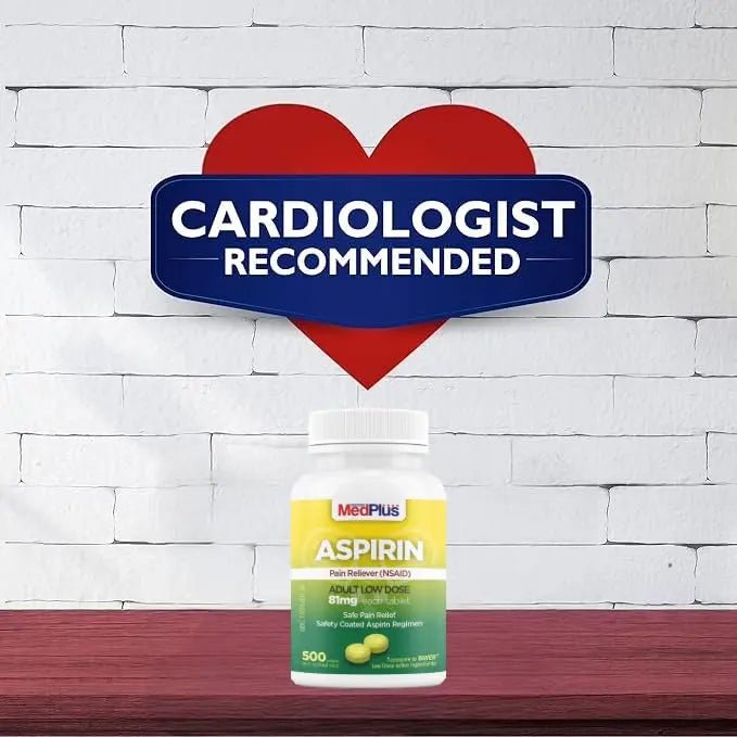 MedPlus Low Dose Aspirin 81 mg - 500 Tablets | Enteric Coated | Pain Reliever for Minor Aches and Pains, Fever Reducer - Made in USA - PrimeBioHealth - canada supplements