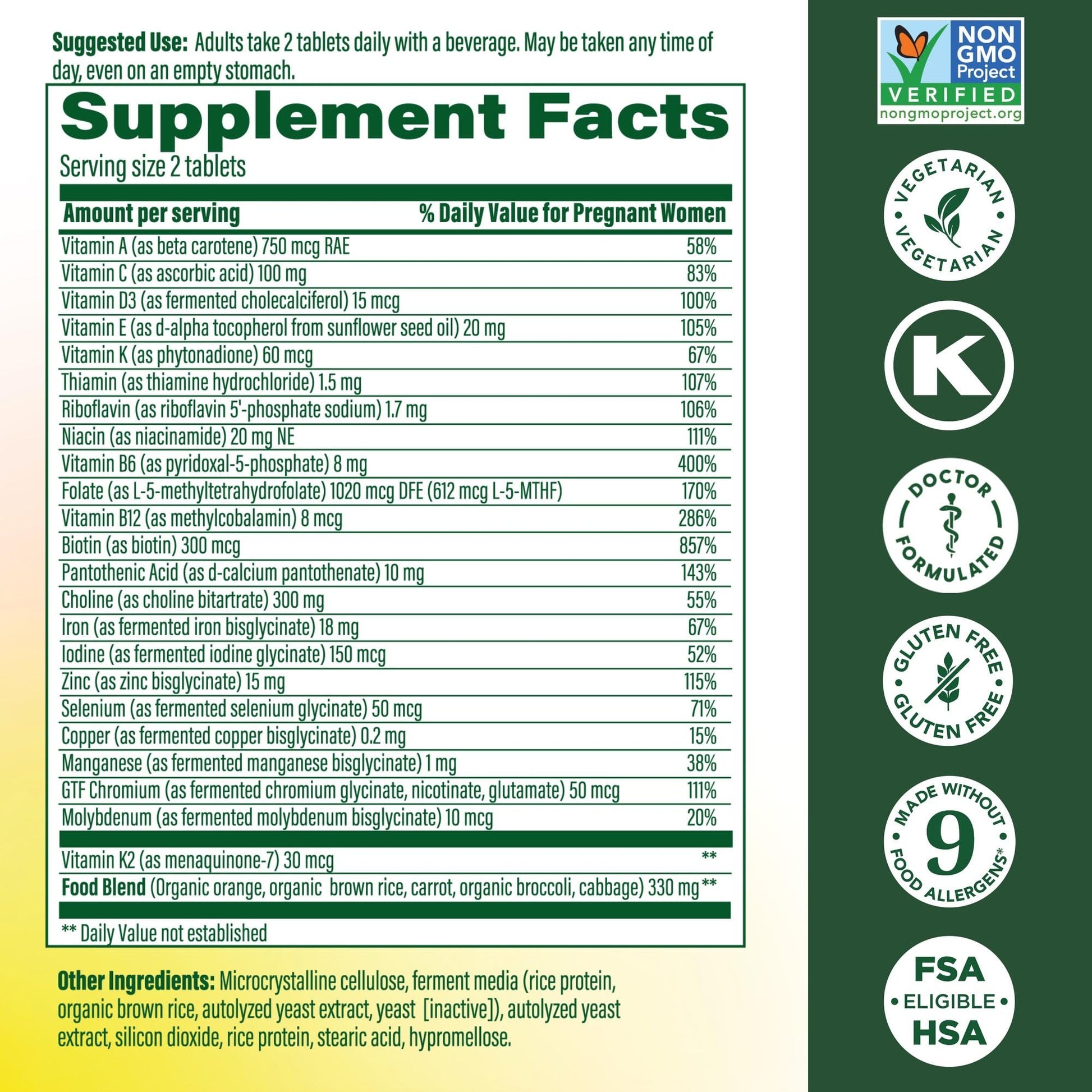 MegaFood Baby & Me 2 Prenatal Vitamin and Minerals - Vitamins for Women - with Folate (Folic Acid Natural Form), Choline, Iron, Iodine, and Vitamin C - PrimeBioHealth - canada supplements