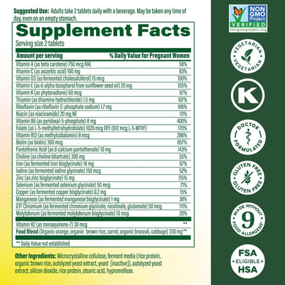 MegaFood Baby & Me 2 Prenatal Vitamin and Minerals - Vitamins for Women - with Folate (Folic Acid Natural Form), Choline, Iron, Iodine, and Vitamin C - PrimeBioHealth - canada supplements